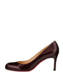 Simple Patent 70mm Red Sole Pump, Burgundy/Orthodox