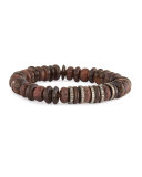 10mm Beaded Bracelet with Diamond Rondelles, Brown Mix