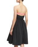 Strapless Two-Tone Cocktail Dress, Black/Sorbet