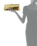 Crocodile Slim Frame Clutch Bag, Gold Mirror