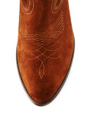 Ilana Embroidered Suede Western Boot, Wood