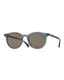 Delray Round Semi-Matte Sunglasses, Blue