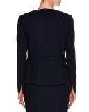 Ottoman-Knit One-Button Jacket, Navy