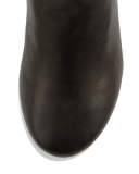 Leather Chunky-Heel Ankle Boot, Black