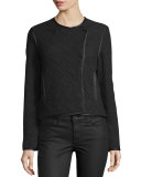 Quincy Quilted Snap-Front Jacket, Black