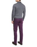 Striped Quarter-Zip Sweater, Charcoal