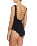 Palm Springs Scalloped One-Piece Swimsuit, Black