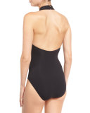 Black Diamond High-Neck One-Piece Swimsuit