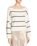 Wide-Stripe Cashmere Boat-Neck Sweater