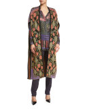Floral-Vine Intarsia Knit Vest, Red/Purple