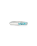 18K White Gold & Pavé Turquoise Ring with One Diamond, Size 6.5