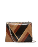 Dionysus Chevron Ayers Shoulder Bag, Black/Brown/Beige/Gold