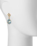 Sea Leaf 18k Blue Topaz & Diamond Drop Earrings