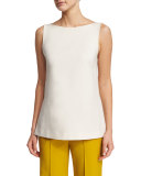 Sleeveless Bateau-Neck Tunic, Ivory