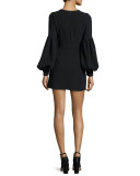 Ellena Bishop-Sleeve Minidress, Black