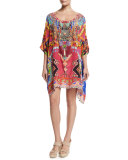 Half-Sleeve Embellished Short Caftan Dress, Freedom of Play