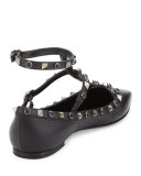 Rolling Rockstud Caged Ballerina Flat, Nero