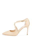 Umice Patent Crisscross Pump, Nude