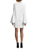 Jackson Bell-Sleeve Sheath Dress, Black/White