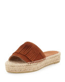 Sammy Fringe Suede Slide Sandal, Cuero