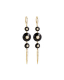 18k Pyramide Pointed Onyx Drop Earrings