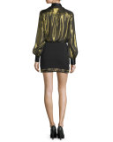 Mabel Metallic Scarf-Neck Top