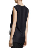 Tiered Pinstripe V-Neck Top, Midnight