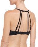 All Meshed-Up High-Neck Swim Top, Black (Available in D-E Cup Sizes)