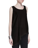 Silk Asymmetric Draped Shell, Plus Size