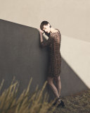 Priya Embroidered Keyhole Shift Dress, Bronze