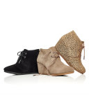 Suede Desert Wedge Boot, Black