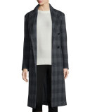 Osborne Plaid Wool-Blend Coat, Coal
