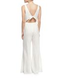 Beachwalker Cutout Jumpsuit Coverup, Moonlight White