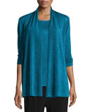 Marled Jersey Mid-Length Cardigan, Blue, Plus Size