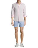 Morton Long-Sleeve Linen Shirt, Pink