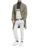 Baseball-Collar Zip-Up Sweatshirt, Blue