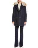 Antares Convertible Double-Breasted Coat, Navy