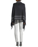 Trattino Wool-Blend Wrap, Charcoal, Petite