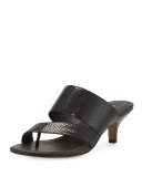 Ruge Asymmetric Snake-Embossed Thong Sandal, Black
