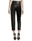 Leather Carrot Pants, Black