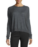 Distressed Slub-Knit Cashmere Sweater, Charcoal