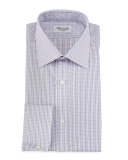 Micro-Check Barrel-Cuff Dress Shirt, Red/Blue