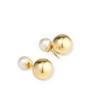 Double Akoya Pearl & Yellow Gold Stud Earrings