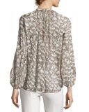 Python-Print Silk Blouse, Natural