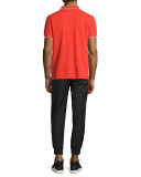 Short-Sleeve Polo Shirt w/Contrast Piping, Blaze Red