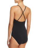 Crisscross-Back One-Piece Swimsuit, Black