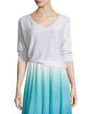 V-Neck Dolman Sweater, White 