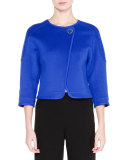 3/4-Sleeve One-Button Jacket, Egyptian Blue