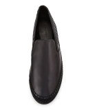 Men's Leather Intrecciato Espadrille Flat, Black