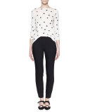 Long-Sleeve Dot-Print T-Shirt, White/Black